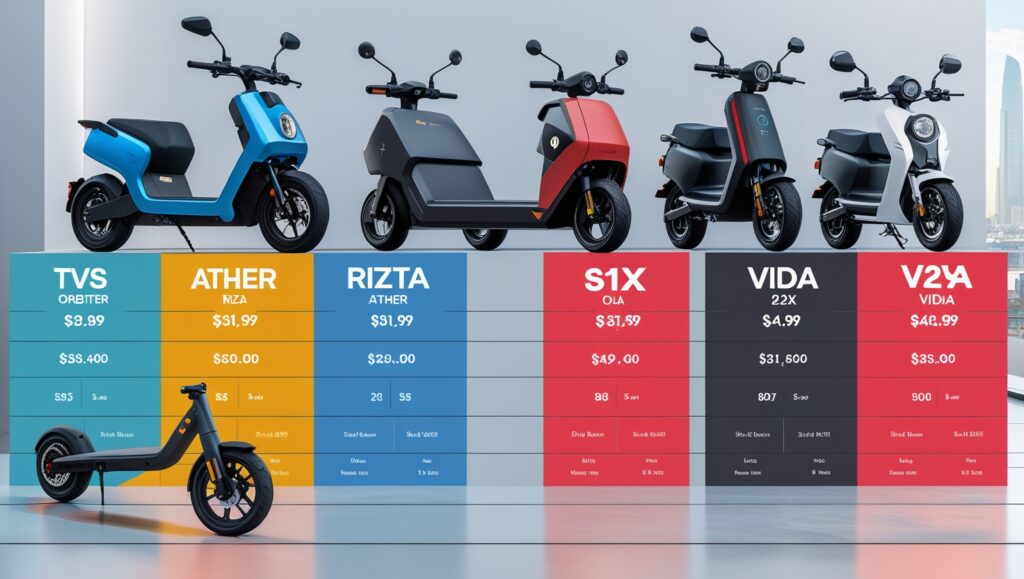 TVS Orbiter vs Ather Rizta vs Ola S1X vs Vida V2X